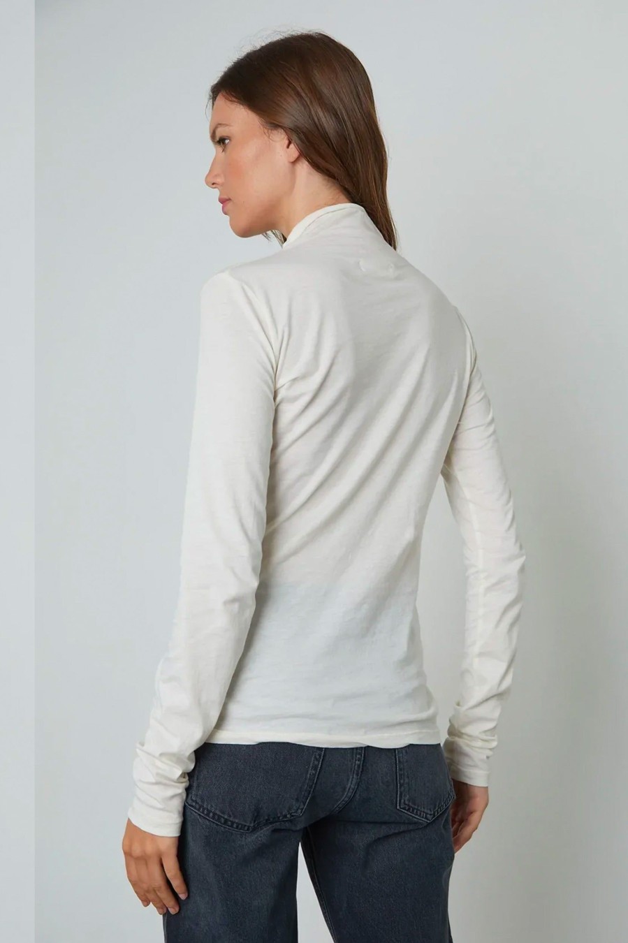 Tops And Shirts Velvet | Talisia Whisper Fitted Tee In White