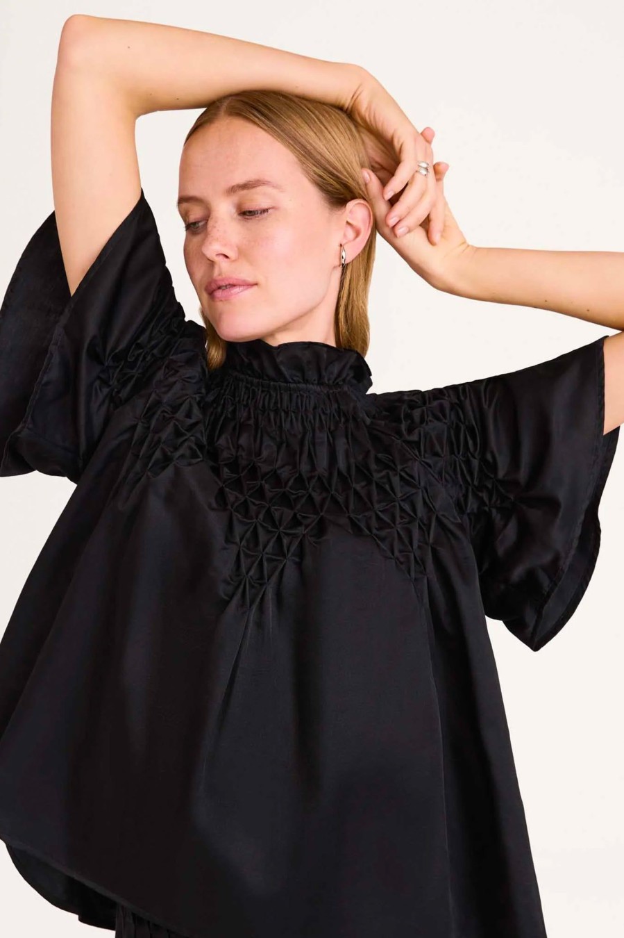 Tops And Shirts Merlette | Bejart Cotton Silk Top In Black