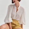 Tops And Shirts Sarah Jane Clarke | Maluku Blouse In Ivory Linen Neutrals