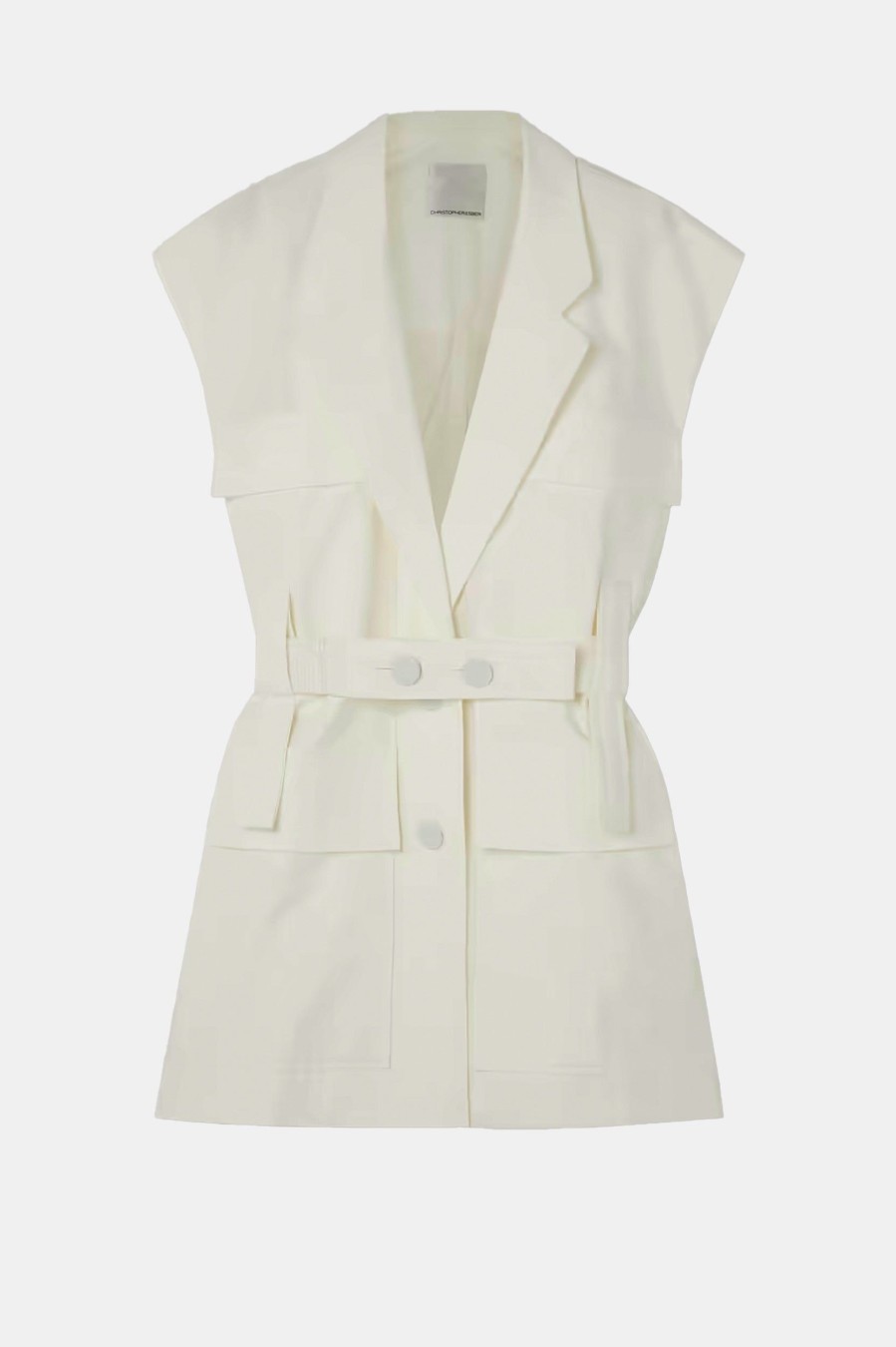 Coats And Jackets Christopher Esber | Sleeveless Belted Jacket In White