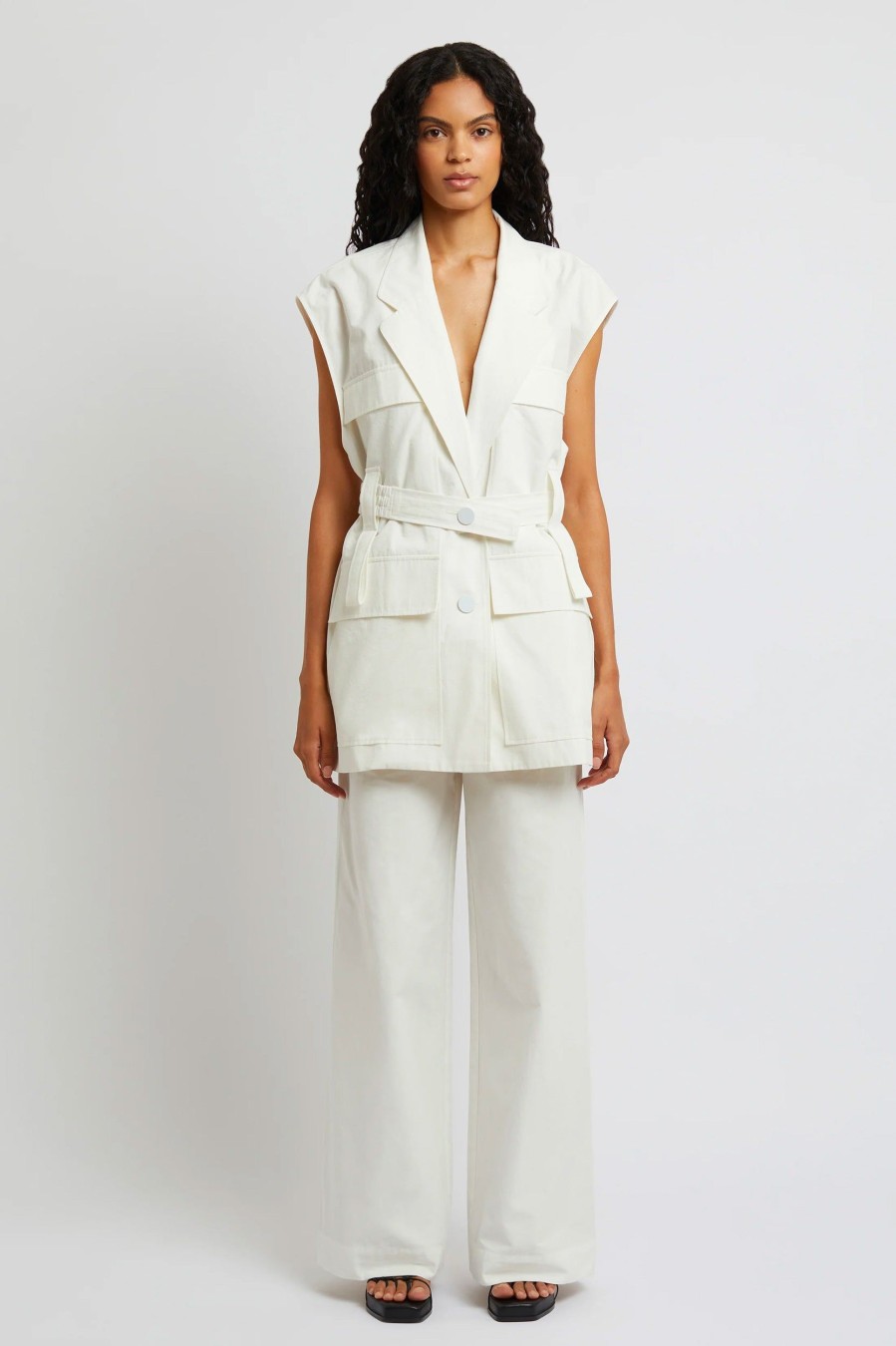 Coats And Jackets Christopher Esber | Sleeveless Belted Jacket In White