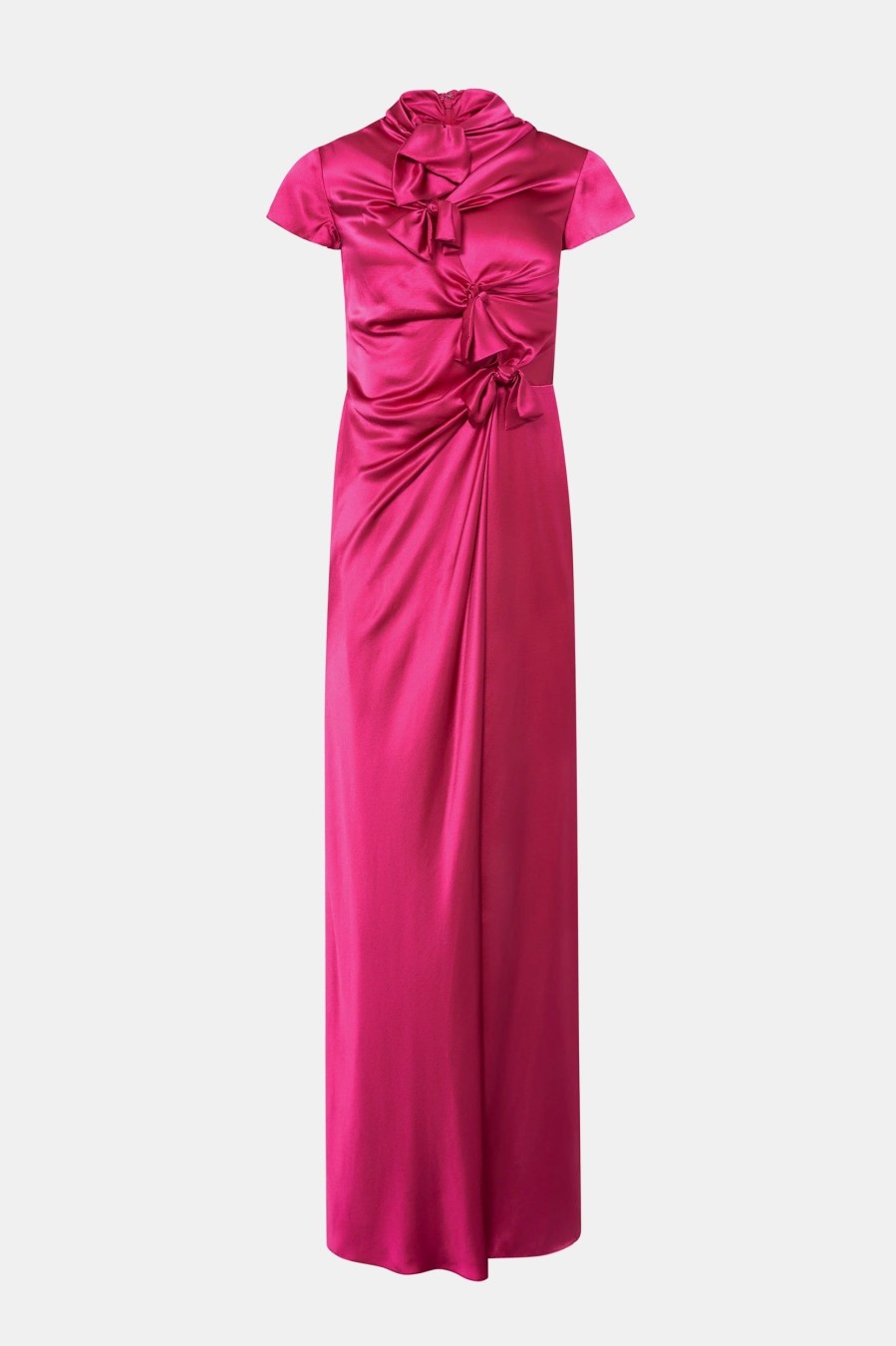 Dresses Saloni London | Kelly Long Dress In Flambe Pink