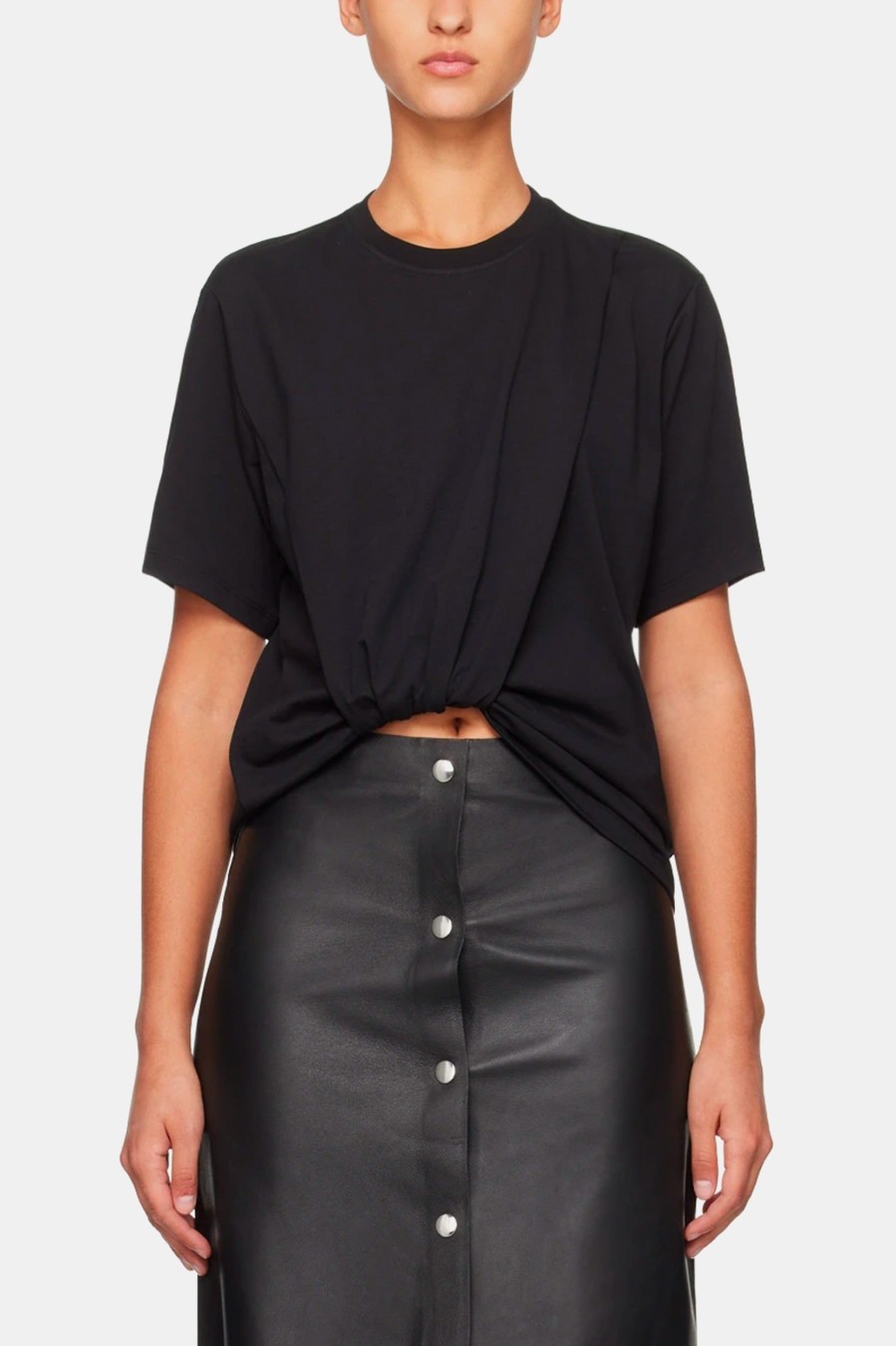 Tops And Shirts Victoria Beckham | Twist Front Tee In Black