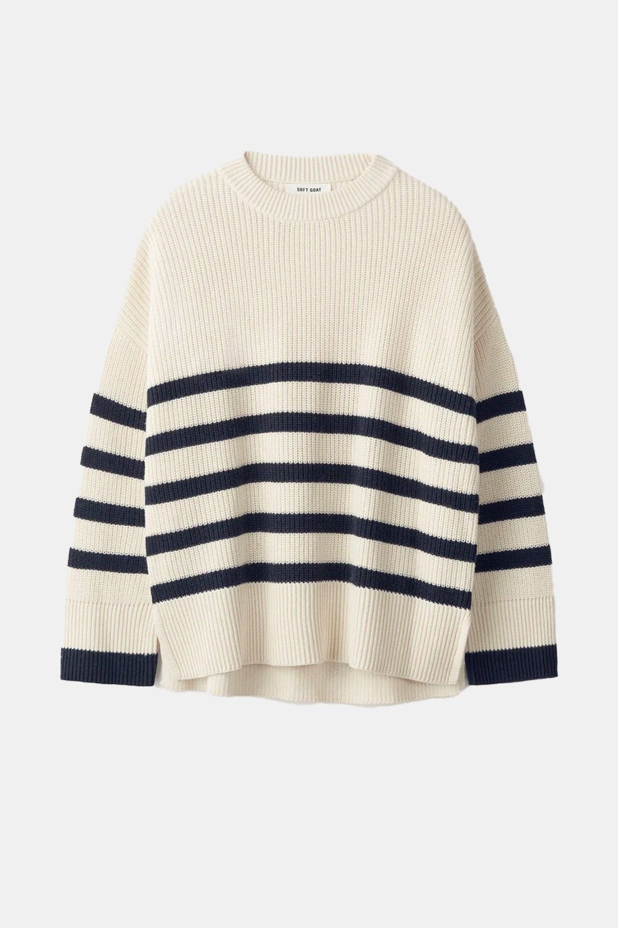 Knitwear And Sweaters Soft Goat | Striped Crewneck In White Multi