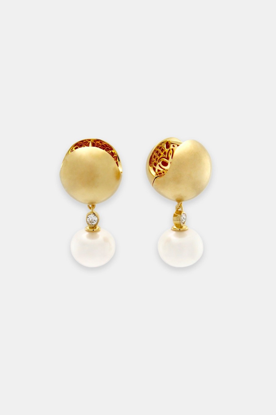 Accessories Mineraleir | Tabitha Pearl Drop In Gold 18Kt Brushed Gold