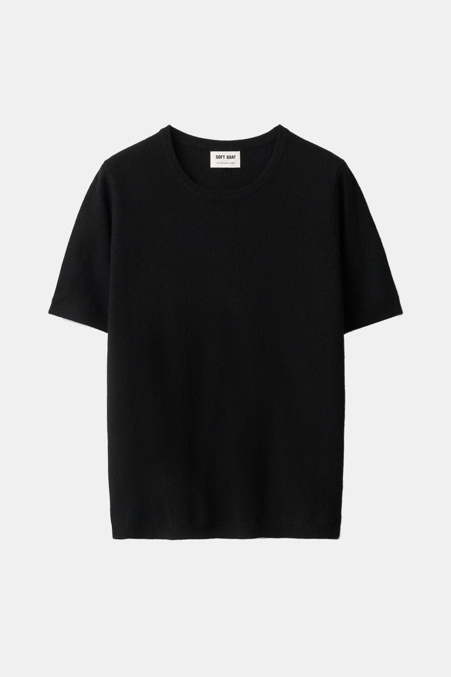 Tops And Shirts Soft Goat | Short Sleeve O-Neck Cashmere Tee In Black