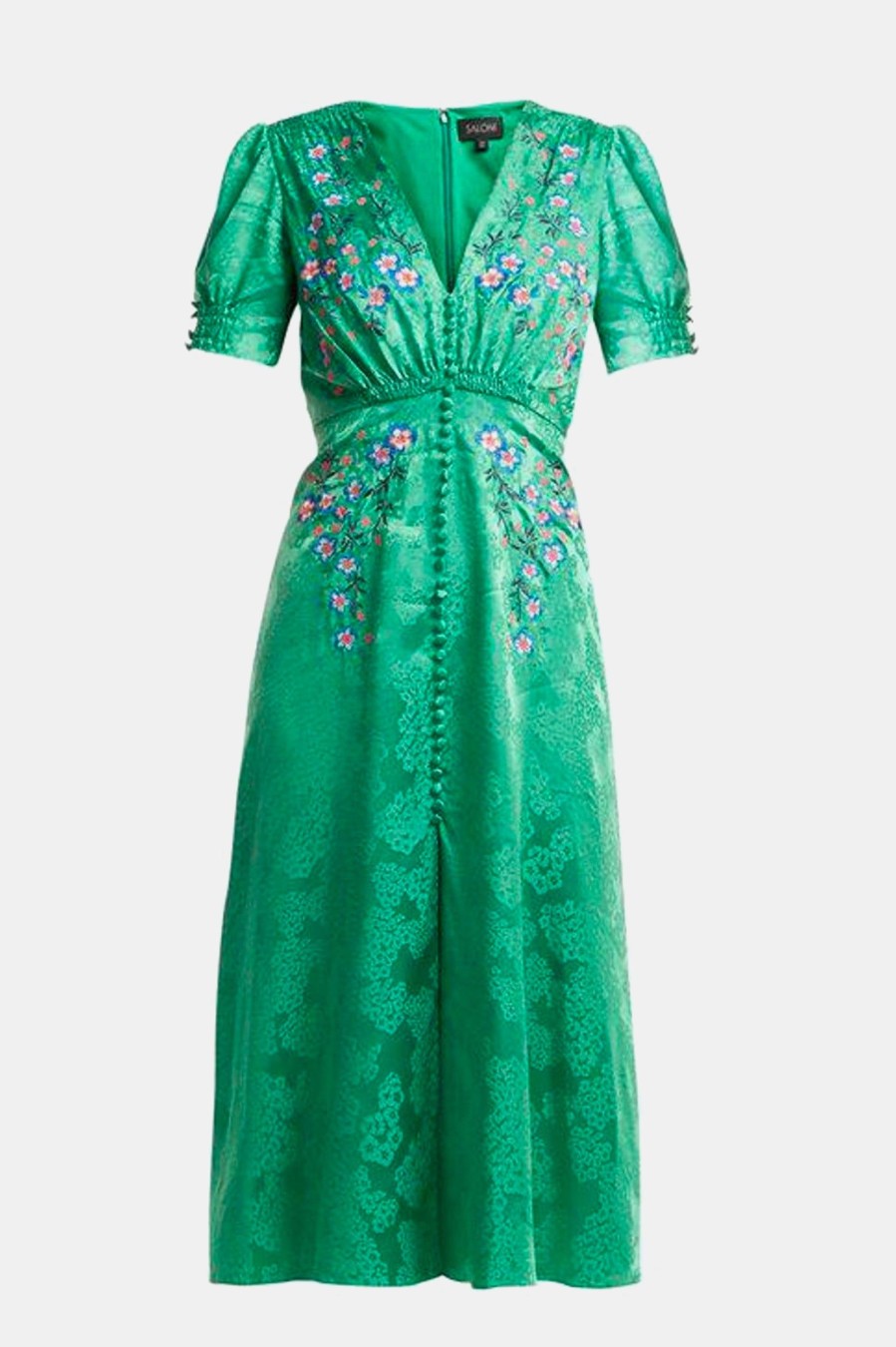 Dresses Saloni London | Lea Dress In Kelly Green