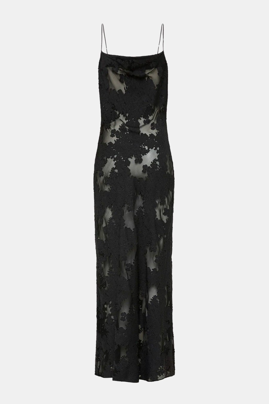 Dresses ST. AGNI | Semi Sheer Floral Dress In Black