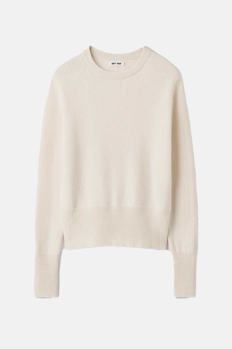 Knitwear And Sweaters Soft Goat | Classic O-Neck Cashmere Sweater In Feather White Neutrals