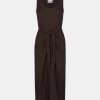 Dresses ANEMOS | The Dk Midi Matte Wrap Dress In Espresso Brown