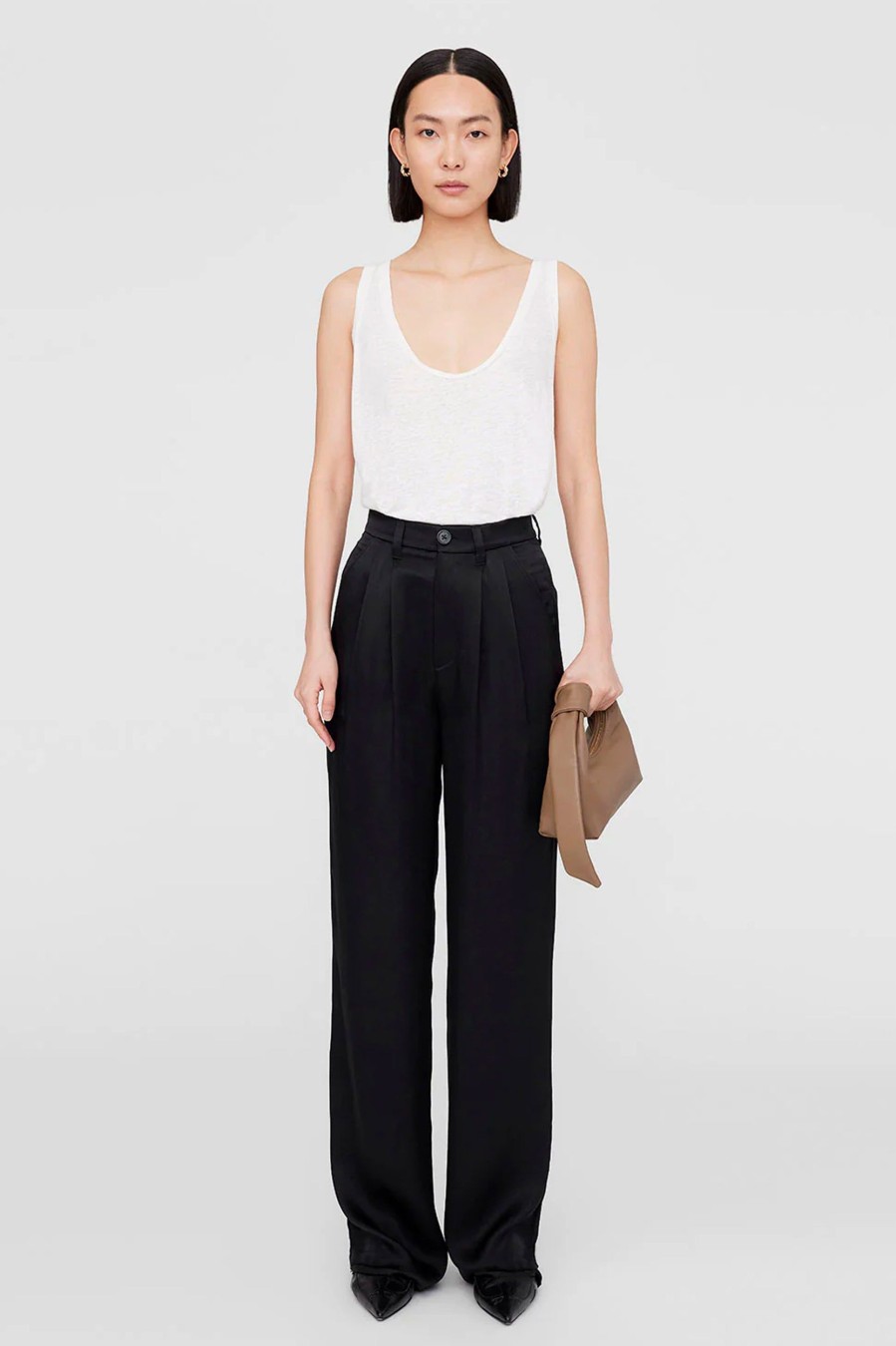 Trousers Anine Bing | Carrie Silk Pant In Black