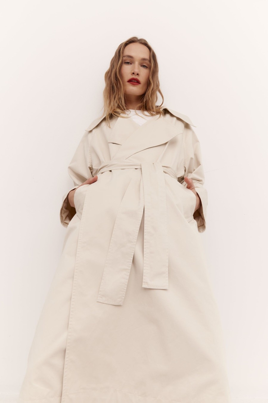 Coats And Jackets Rebe | Trench Coat In Taupe Neutrals