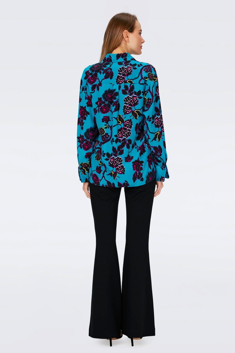 Tops And Shirts Diane Von Furstenberg | Lala Shirt In Blue China Vine Floral