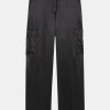 Trousers Theory | Cargo Pant In Textured Satin Black