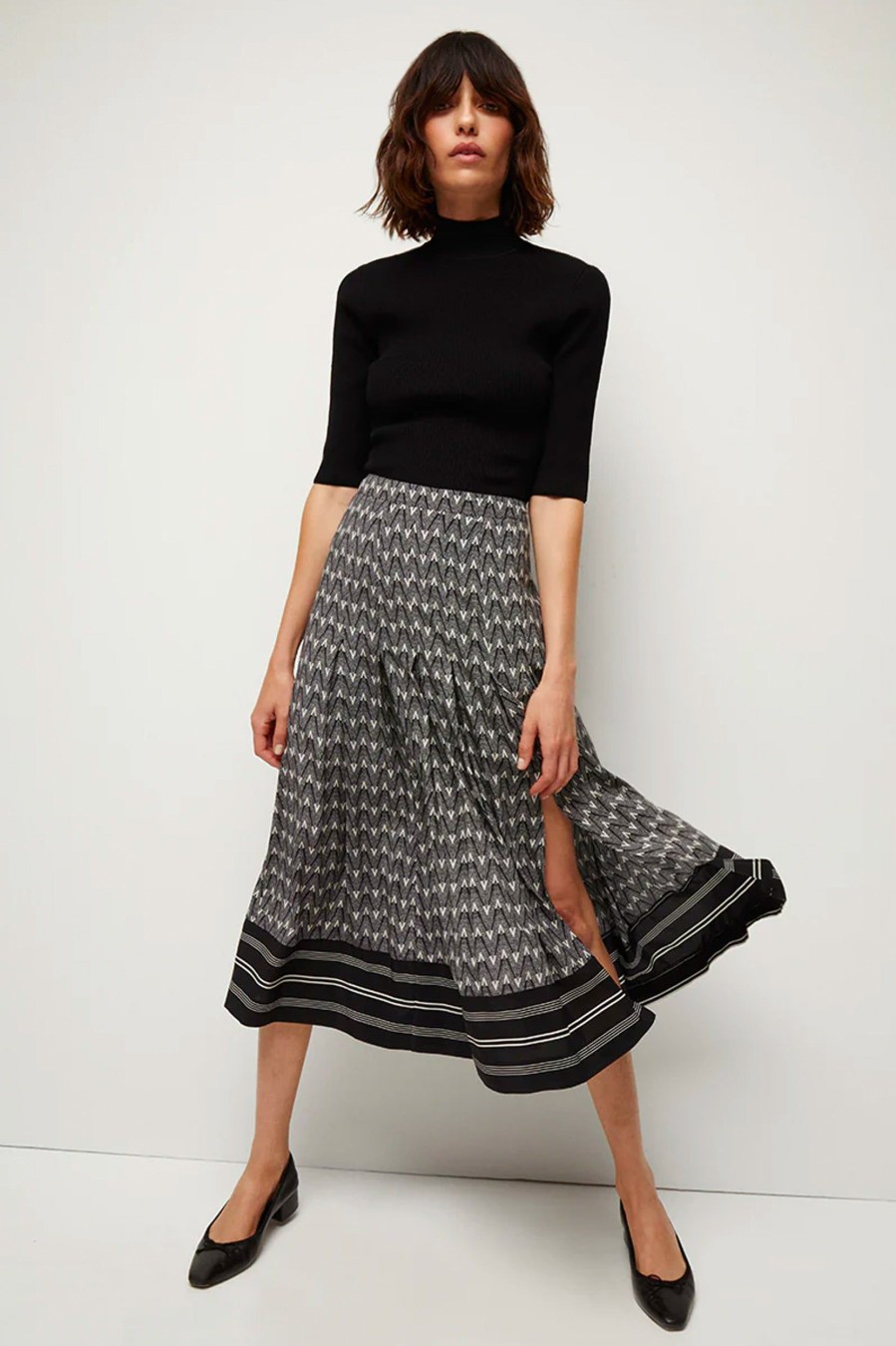 Skirts Veronica Beard | Norris V Logo Silk Skirt Multi