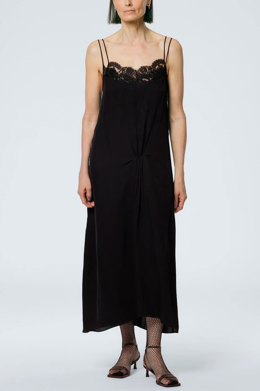 Dresses Tibi | Lace Slip Dress In Black