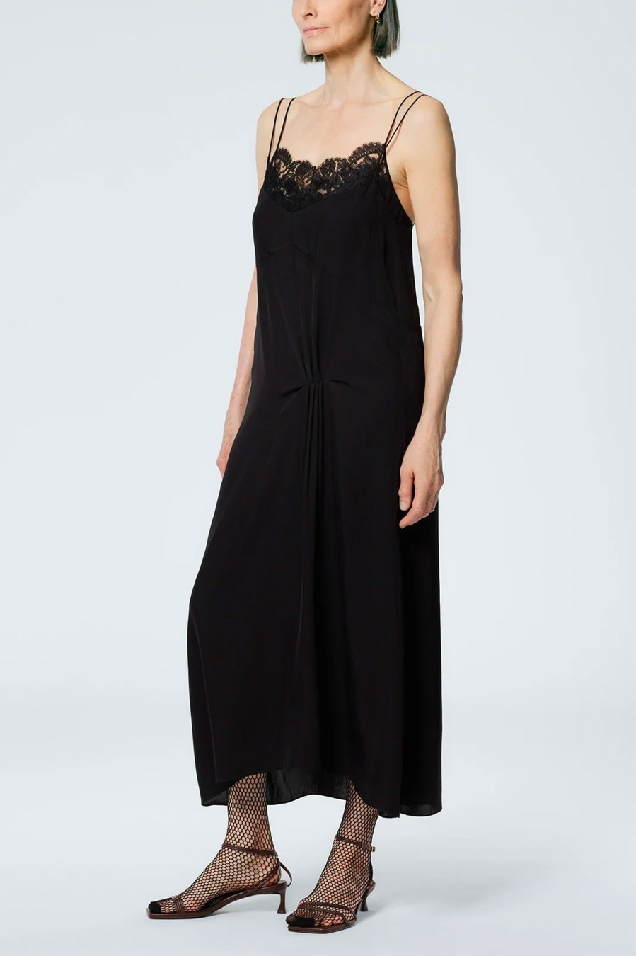 Dresses Tibi | Lace Slip Dress In Black