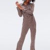 Jumpsuits Diane Von Furstenberg | Michele Jumpsuit In Wave Geo Camel Multi