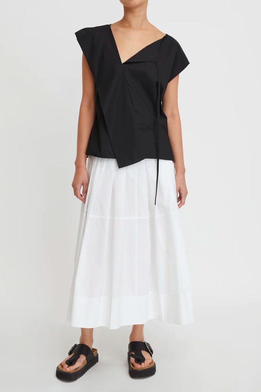 Tops And Shirts Lee Mathews | Andy Tie Neck Top In Black