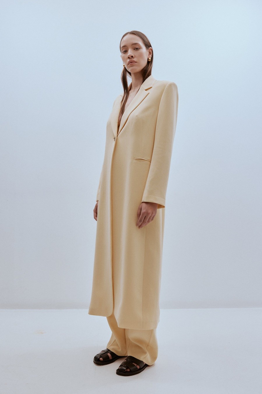 Coats And Jackets Harris Tapper | Tuxedo Coat In Peach Neutrals