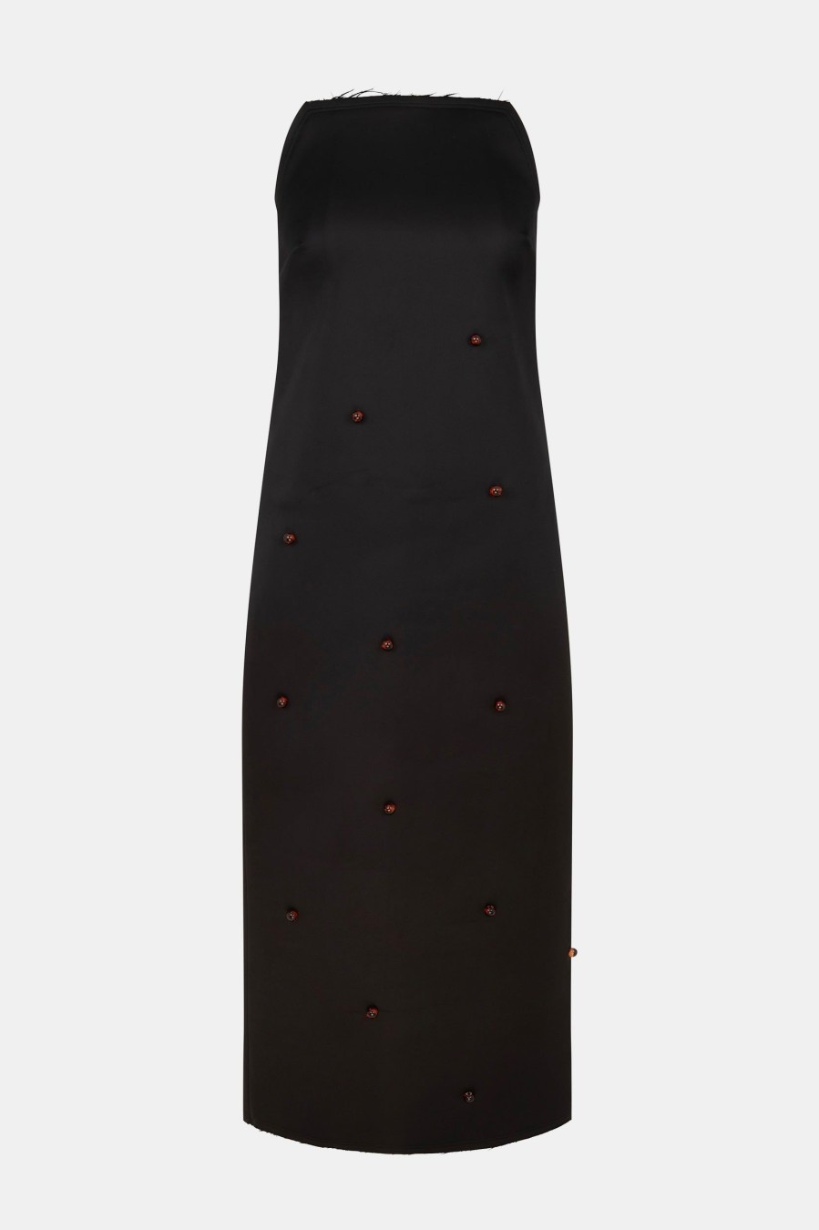 Dresses Harris Tapper | Beaded Andree Dress In Bonded Satin Black