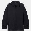 Tops And Shirts Tibi | Crinkle Oversized Shirt In Midnight Navy Blue