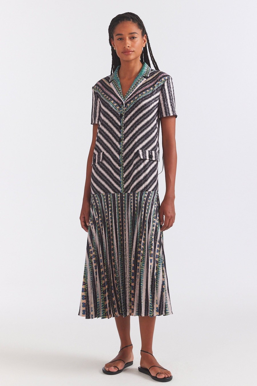 Dresses Saloni London | Sonia-C Dress In Pothos Stripe Multi