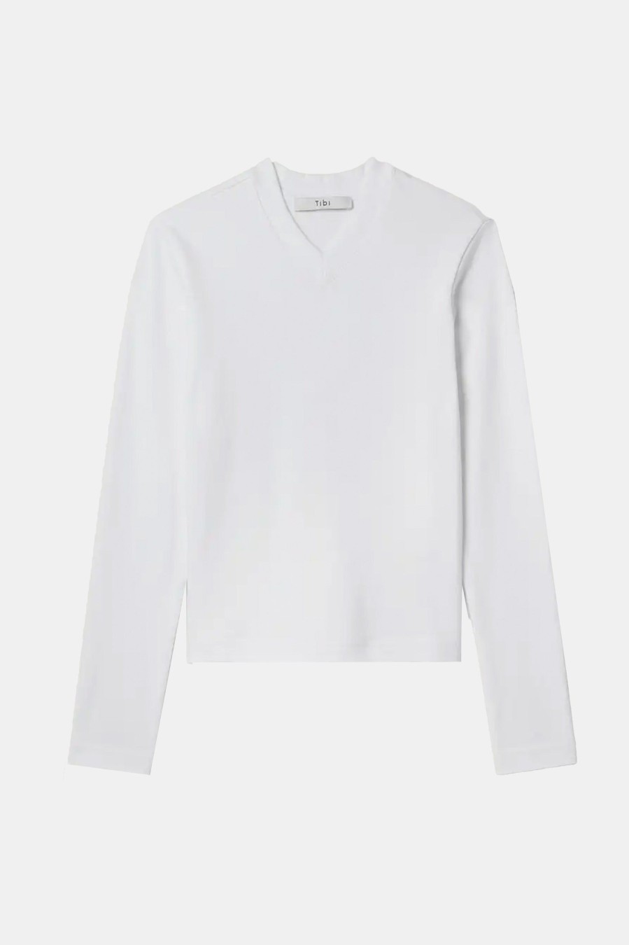 Tops And Shirts Tibi | Perfect Shrunken V Neck Tee In White