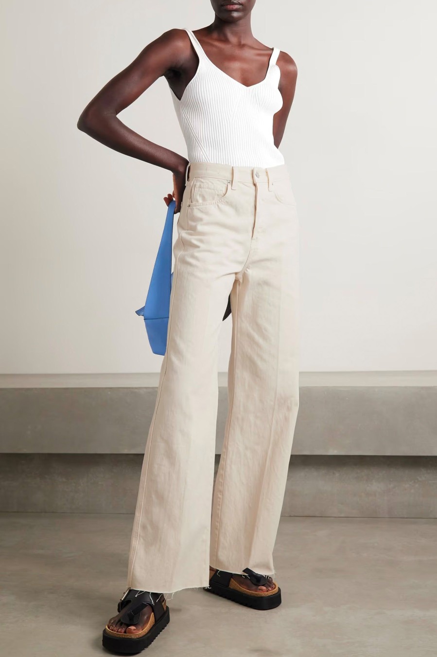 Jeans Veronica Beard | Taylor Wide-Leg Jean In Ecru Neutrals