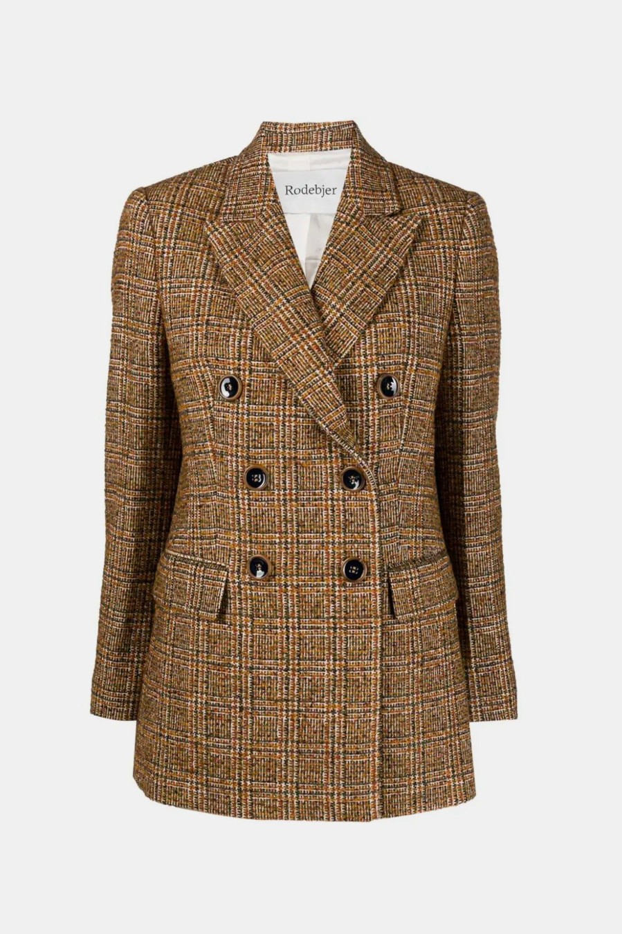 Coats And Jackets Rodebjer | Como Check Blazer In Caramel Brown Multi