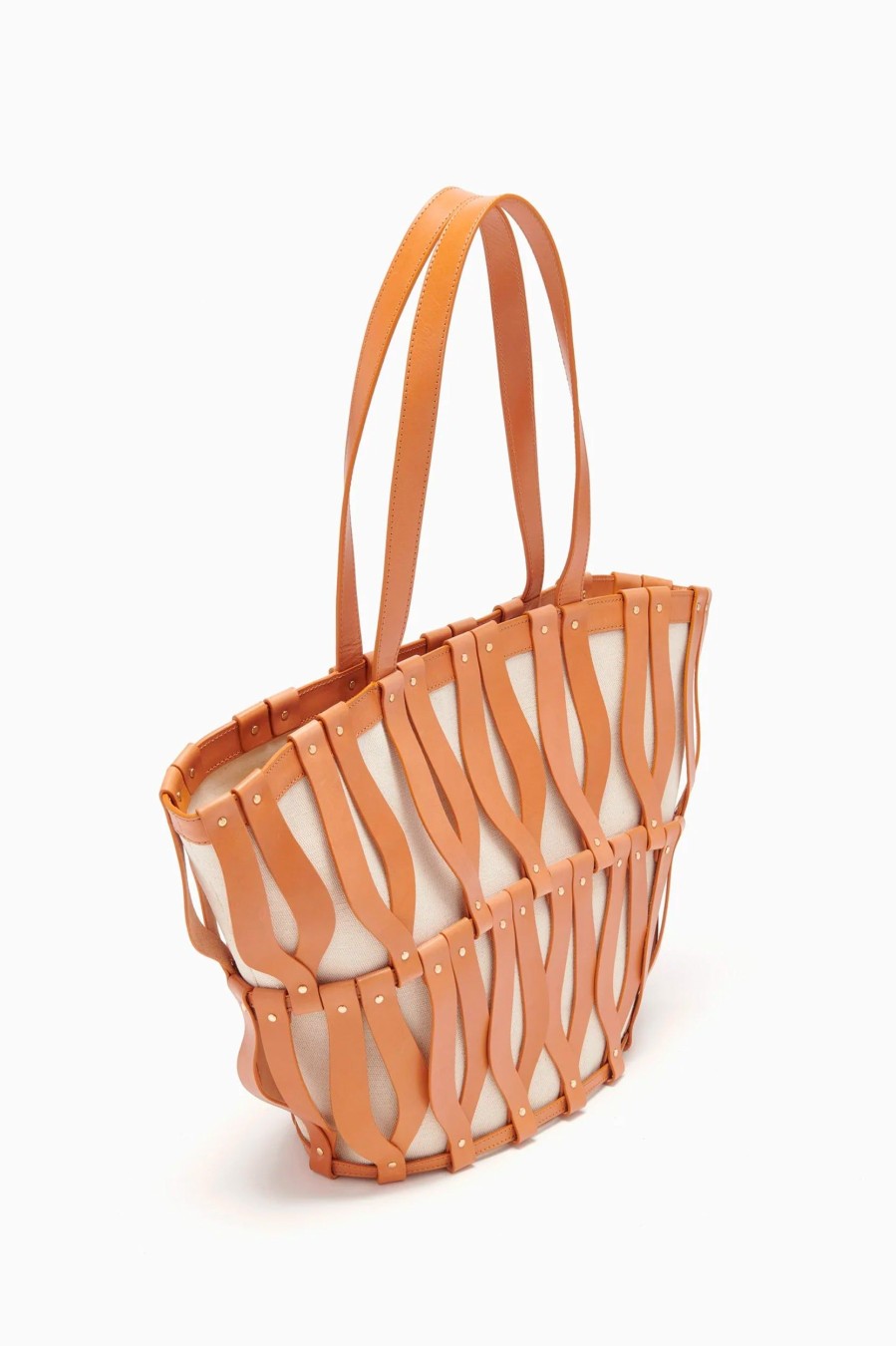 Accessories ULLA JOHNSON | Indra Large Tote In Saddle Canvas Neutrals