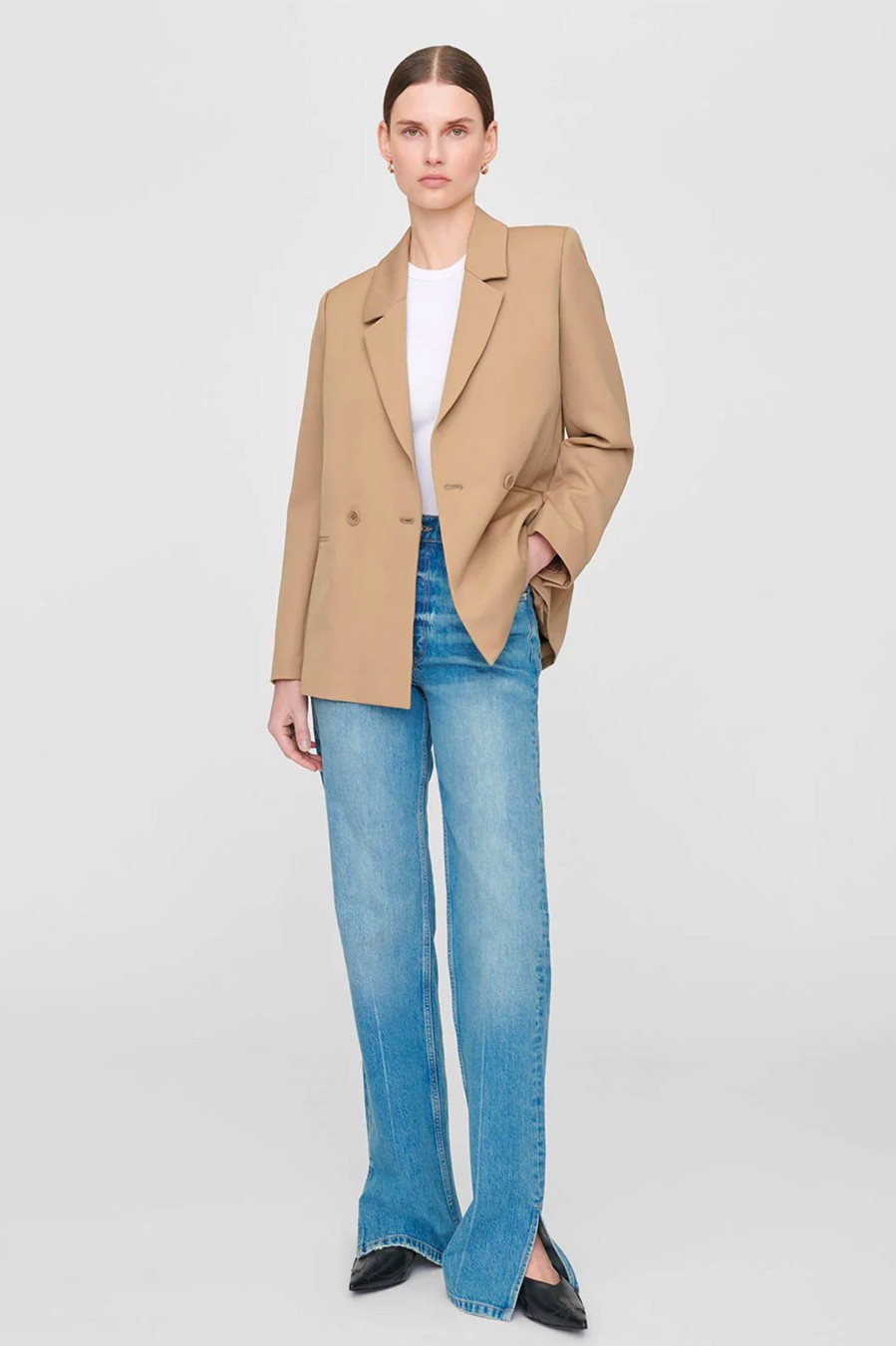 Coats And Jackets Anine Bing | Madeline Blazer In Deep Sand Neutrals