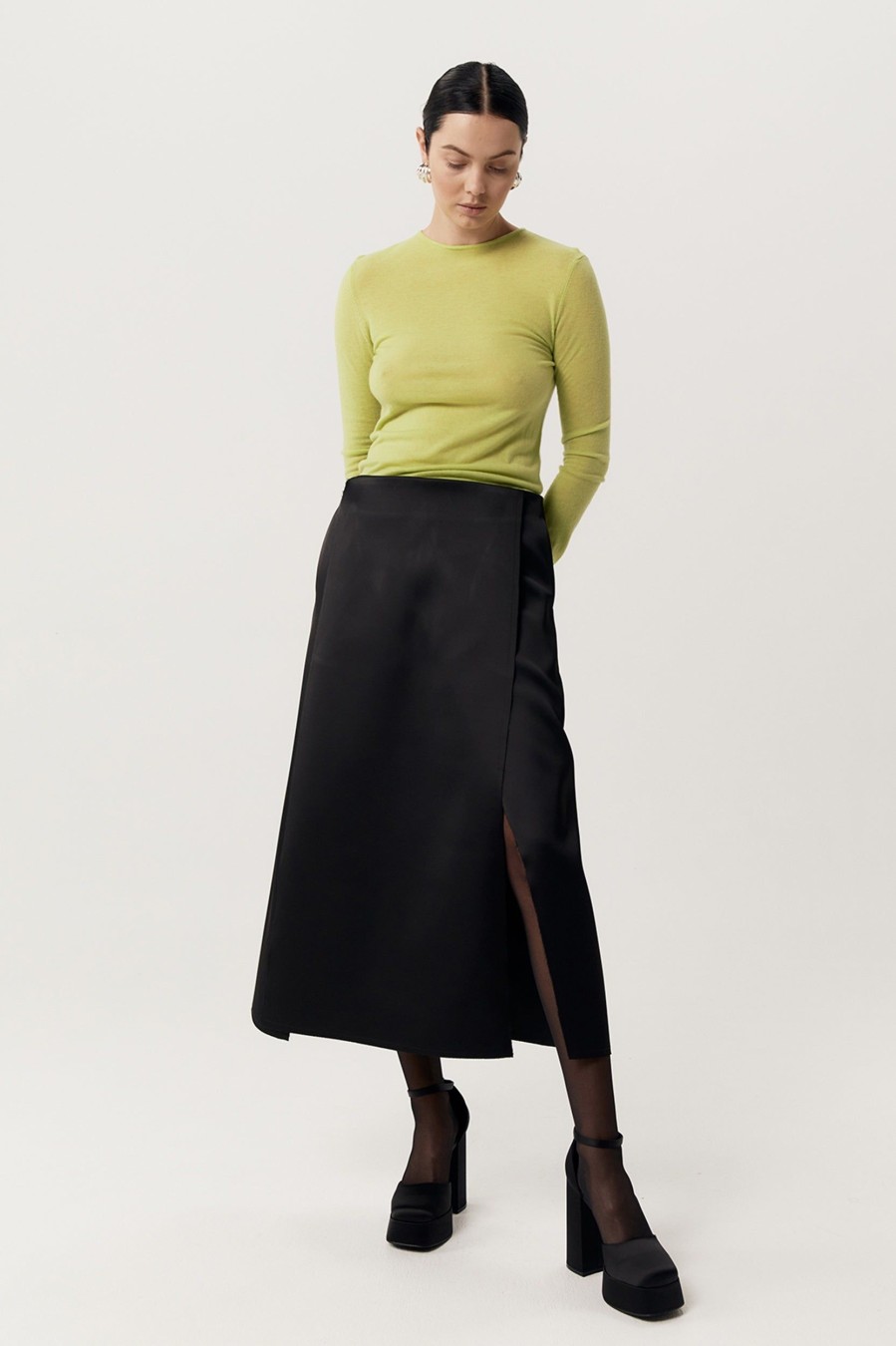 Skirts Harris Tapper | Iso Skirt In Bonded Satin Black