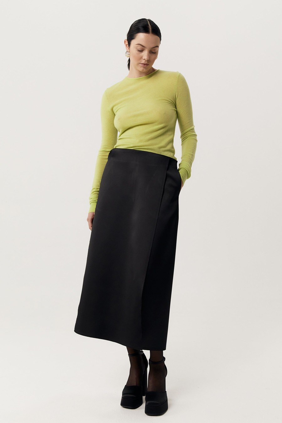 Skirts Harris Tapper | Iso Skirt In Bonded Satin Black