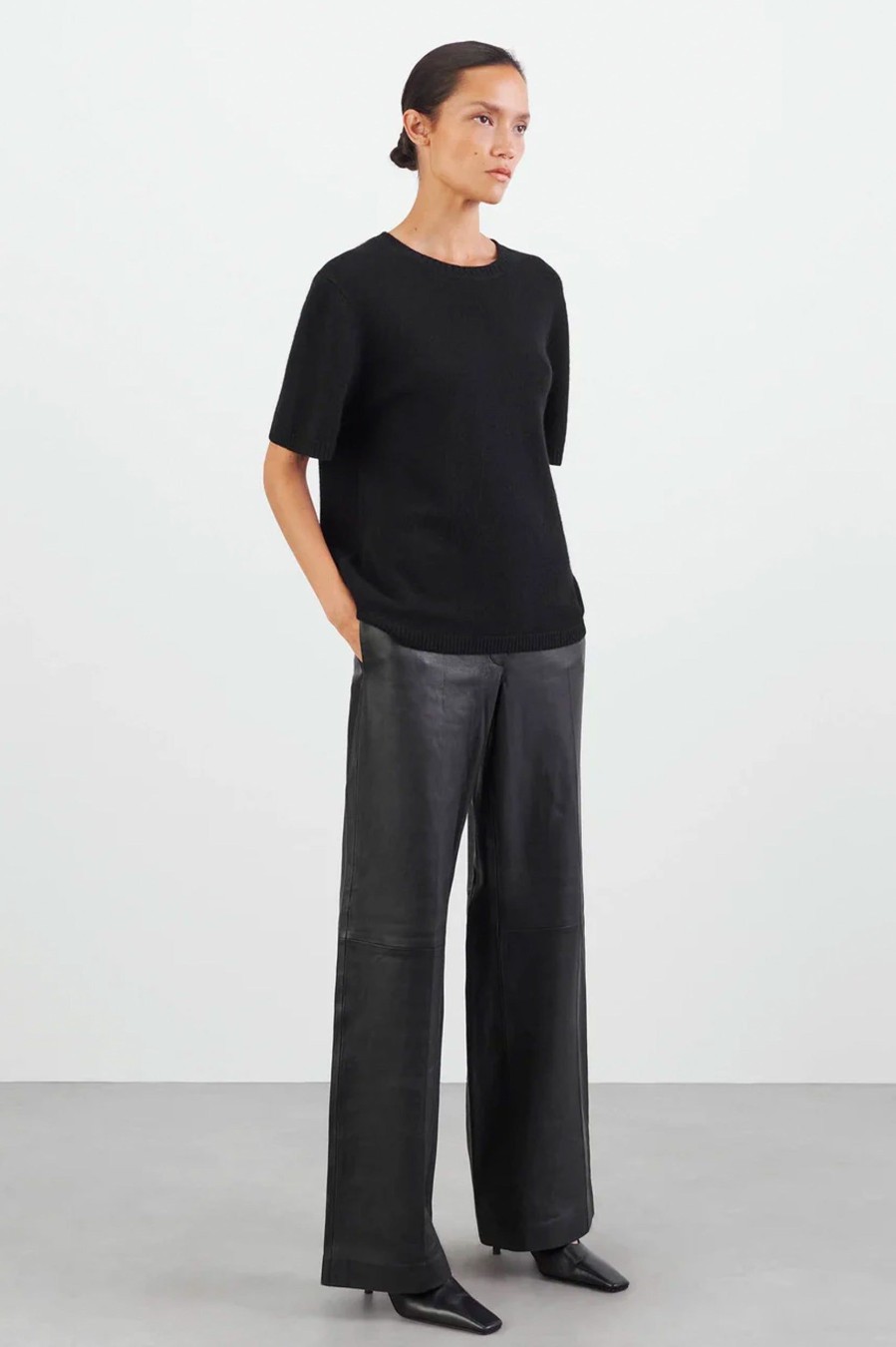 Tops And Shirts Soft Goat | Chunky Cashmere T-Shirt In Black