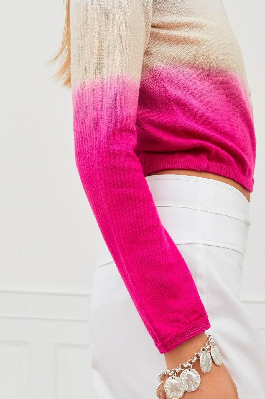 Knitwear And Sweaters SAKS POTTS | Jodie Dip Dye Cardigan In Pink