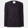 Coats And Jackets Tibi | Boiled Wool Fitted Blazer In Midnight Blue