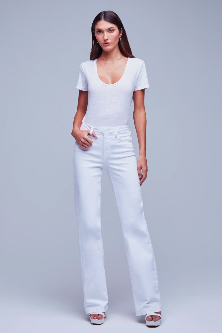 Denim L'Agence | Clayton Wide Leg Jean In Blanc White