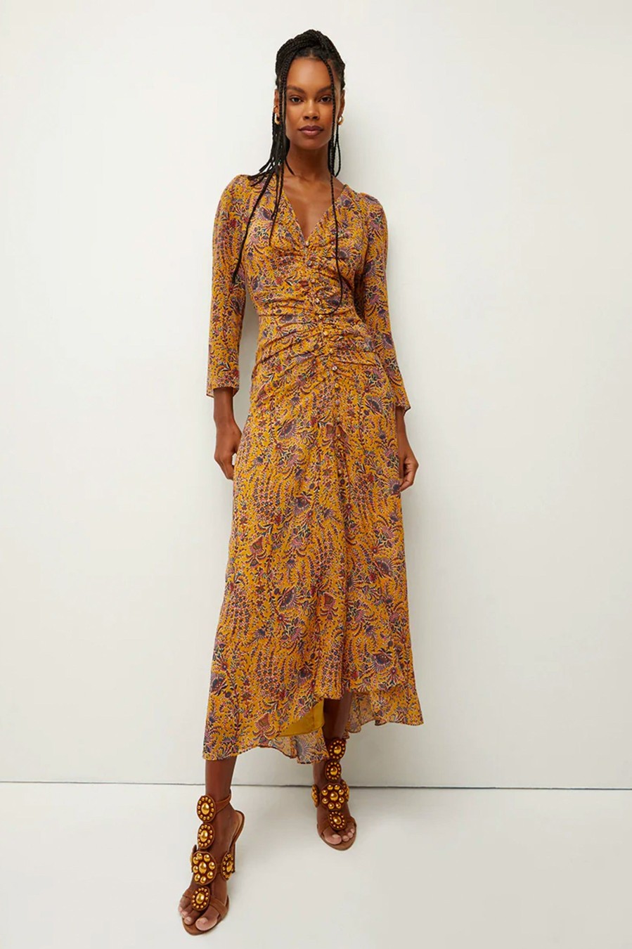 Dresses Veronica Beard | Ferrara Silk Dress In Saffron Multi