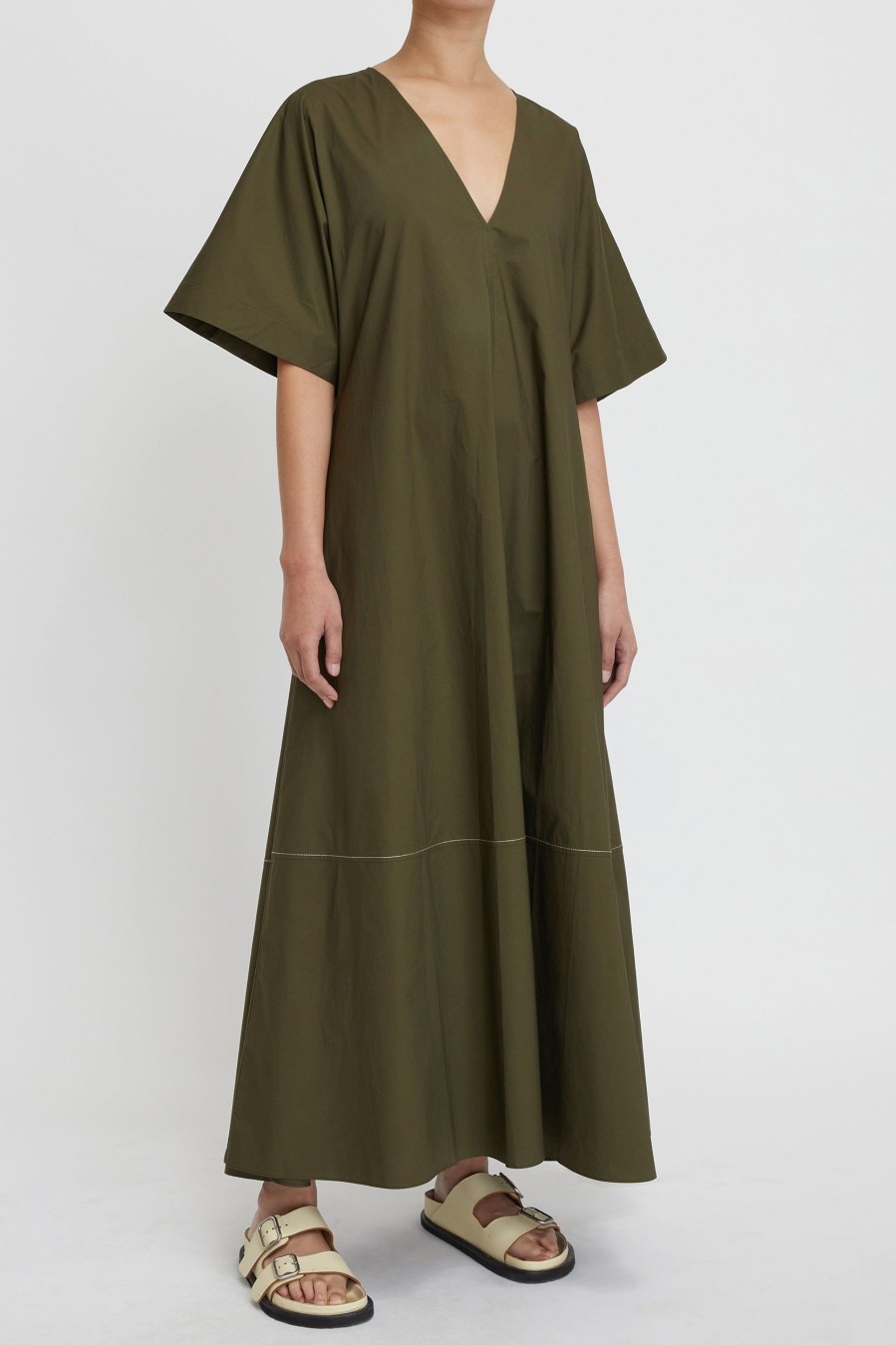 Dresses Lee Mathews | Andy Tee Dress In Khaki Green