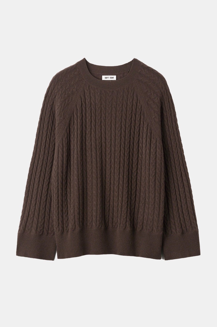 Knitwear And Sweaters Soft Goat | Oversized Cable Cashmere Sweater In Chocolate Brown