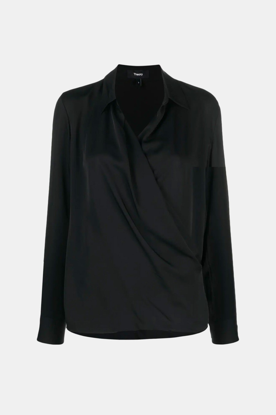 Tops And Shirts Theory | Wrap Silk Blouse In Black