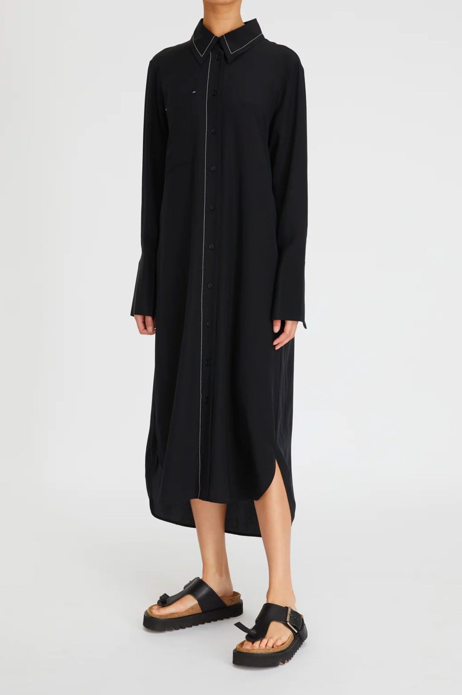 Dresses Lee Mathews | Cassini Silk Dress In Black