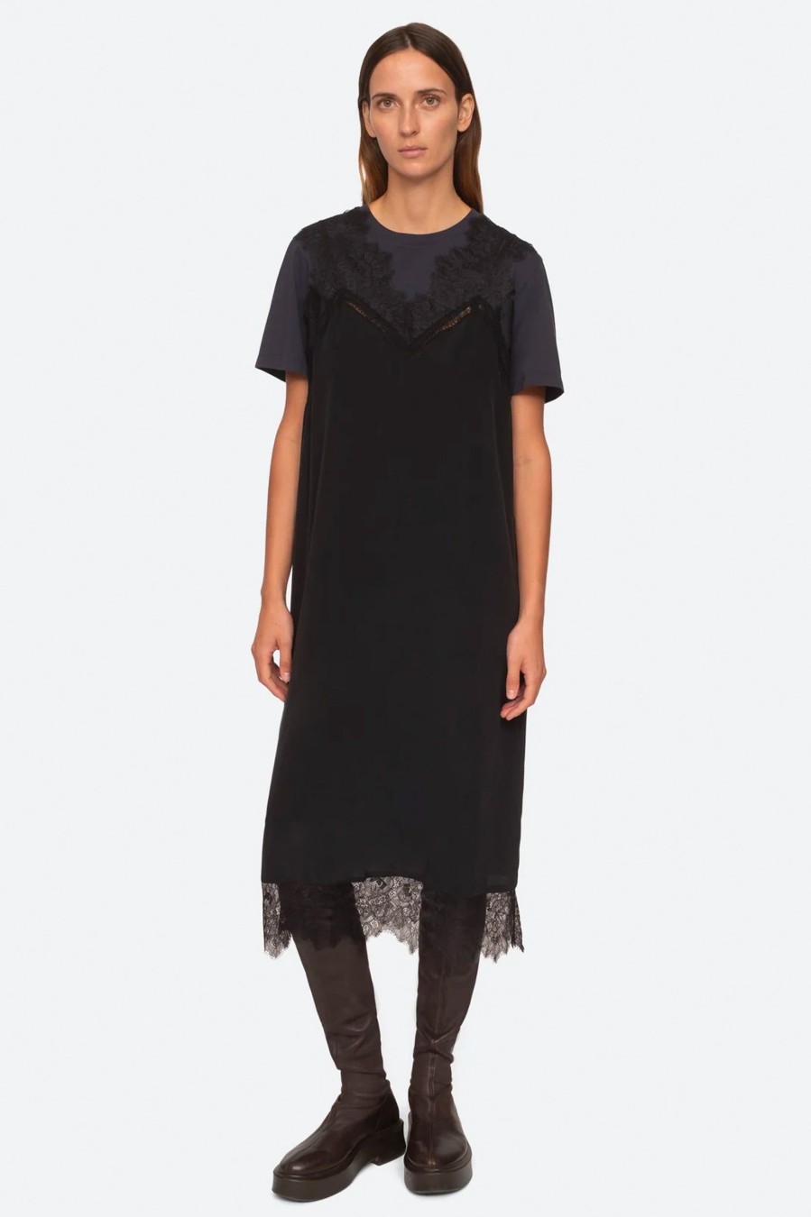 Dresses Sea New York | Lorraine Lace Combo Dress In Black