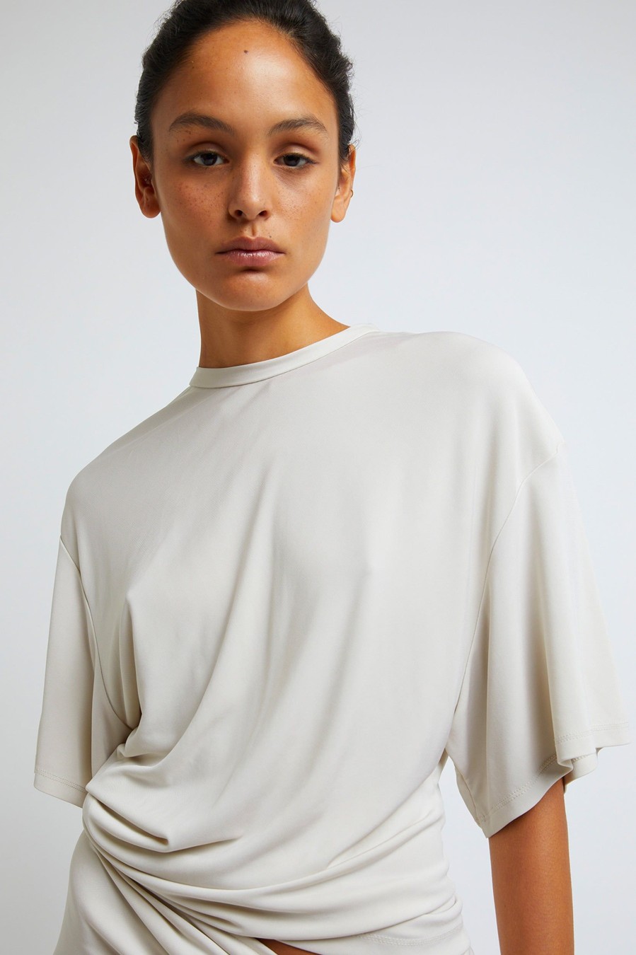 Tops And Shirts Christopher Esber | Side Cowl Waist Tee In Putty Neutrals