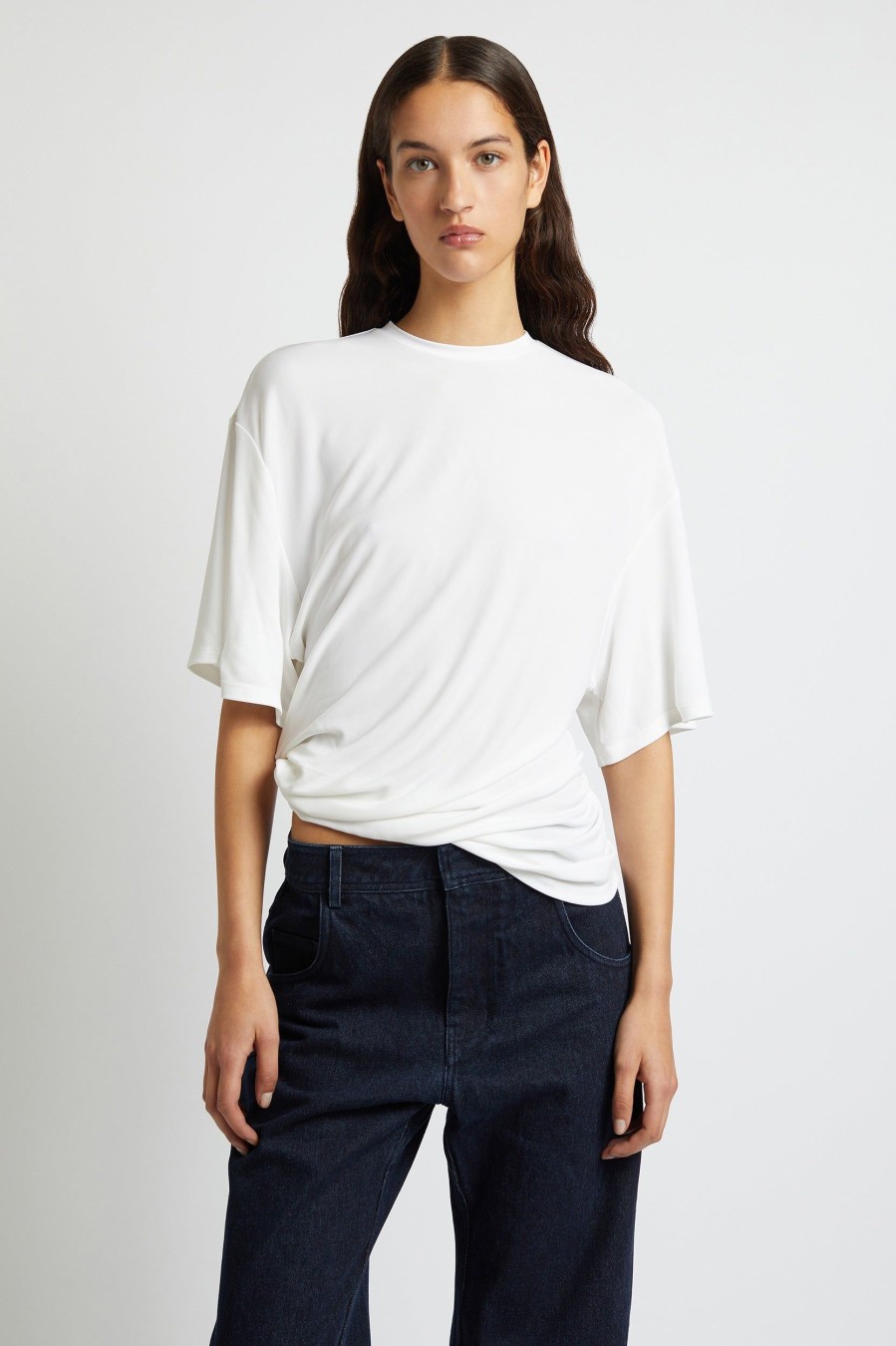 Tops And Shirts Christopher Esber | Side Cowl Waist Tee In White