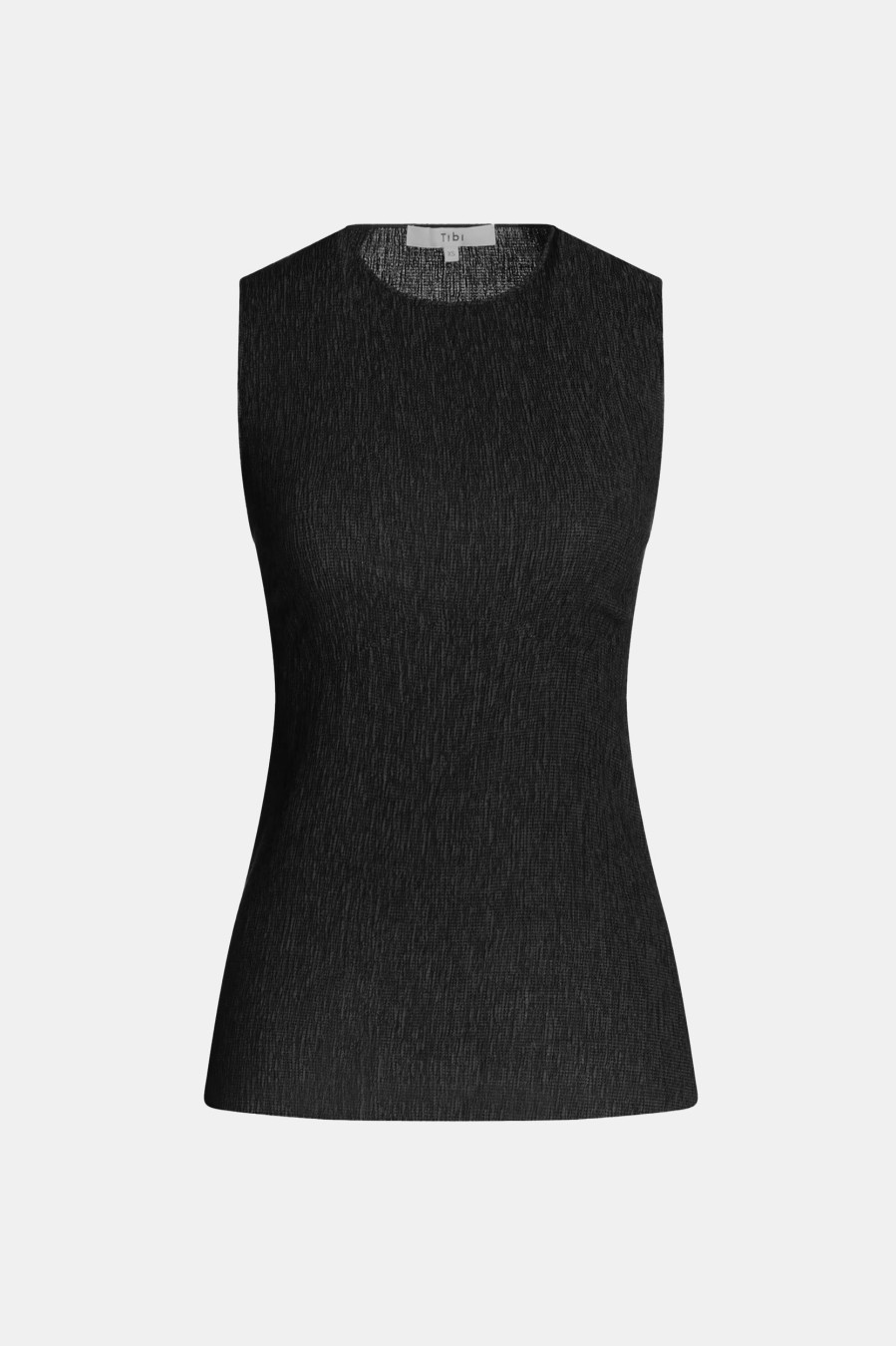 Tops And Shirts Tibi | Sage Crinkle Lyocell Fitted Tank In Black