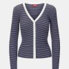 Knitwear And Sweaters STAUD | Cargo Cardigan In Navy Micro Stripe Multi