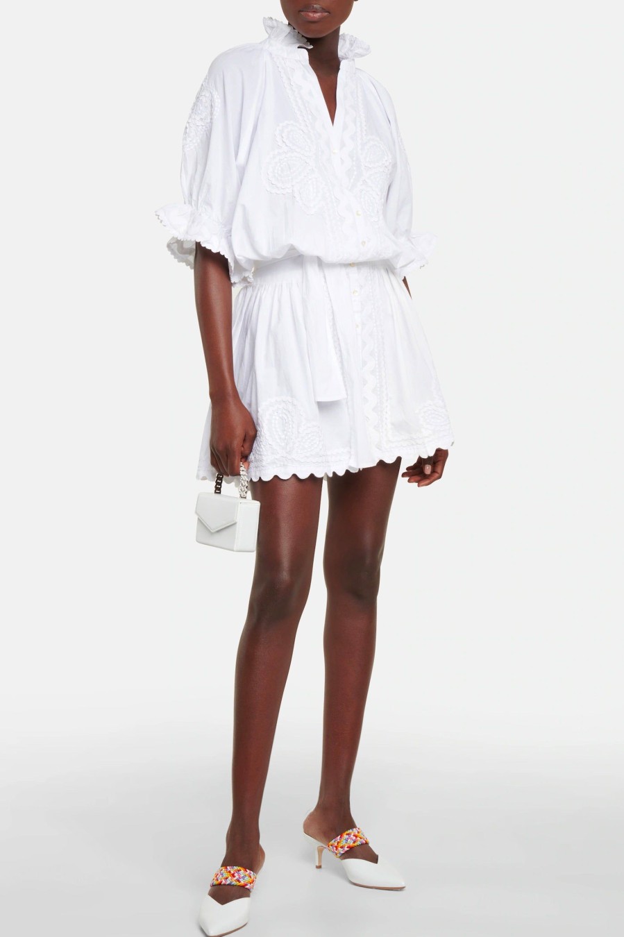 Dresses Juliet Dunn London | Blouson Poplin Dress In White