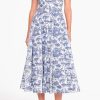 Dresses STAUD | Short Sleeve Wells Dress In Toile Blue